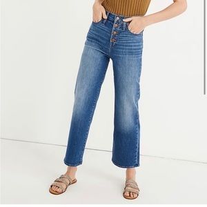 Madewell slim wide leg crop jeans in olympia wash size 28 button fly